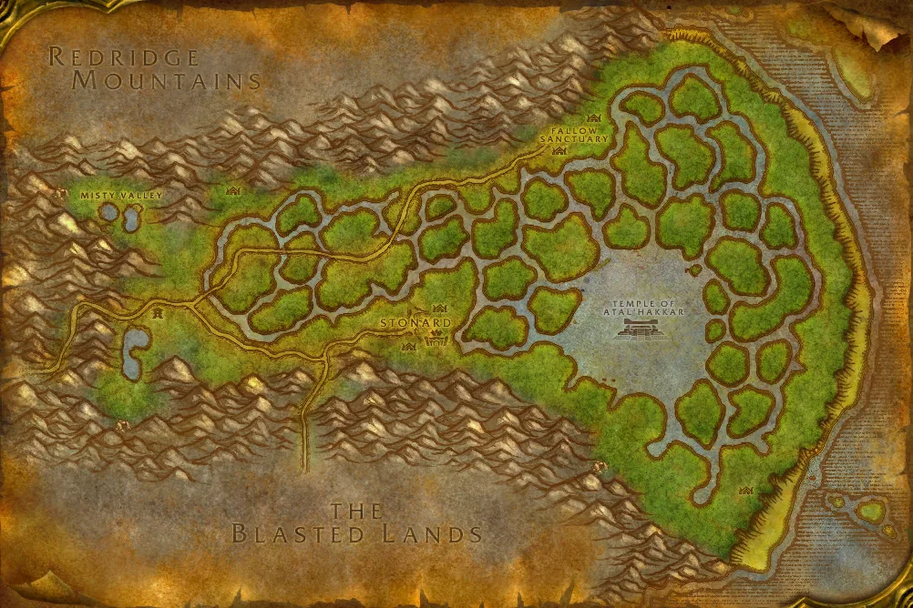 Carte de Marais des Chagrins : 7 emplacements de Atal'ai maudit