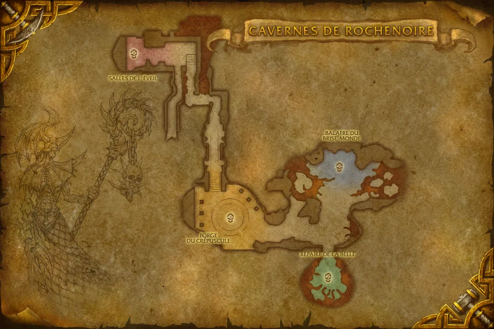 Carte : Cavernes de Rochenoire : La forge du Crépuscule