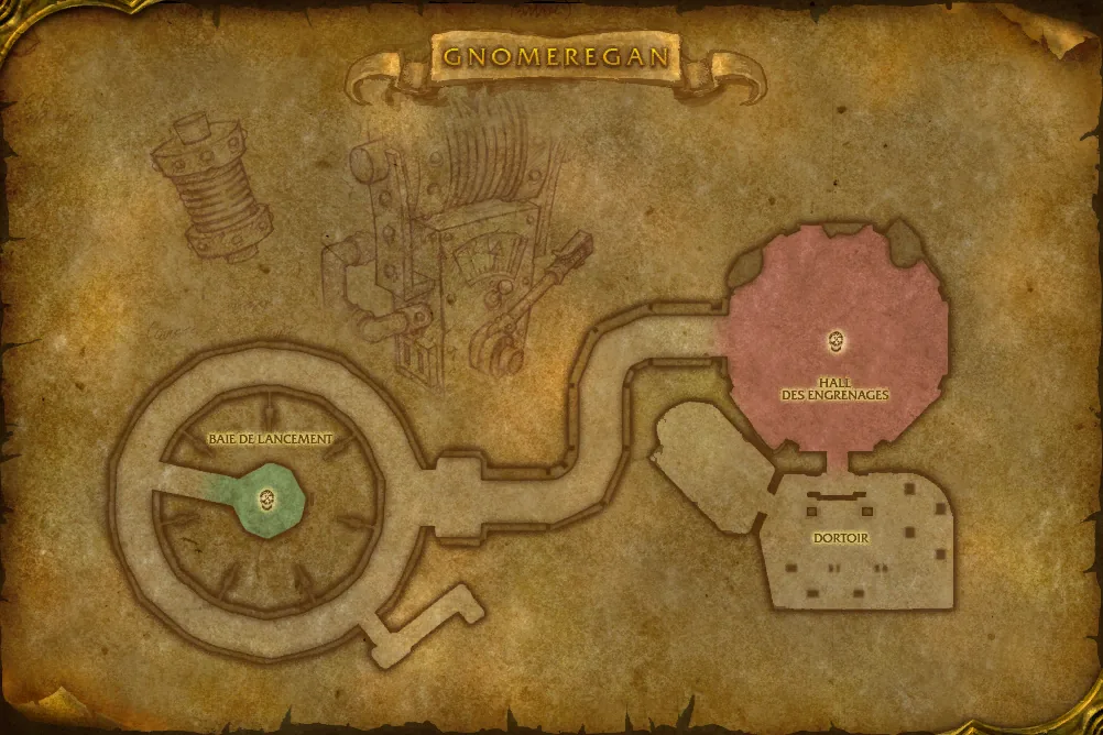 Carte de Gnomeregan (étage 2) : 27 emplacements de Creuseur des Basses-cavernes